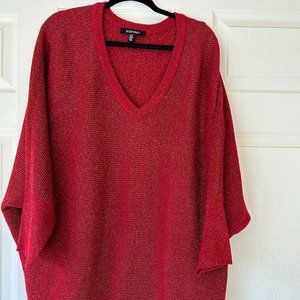 Ellen Tracy Plus Size Tunic Sweater 3X Womens Red Gold Shimmer Brand New